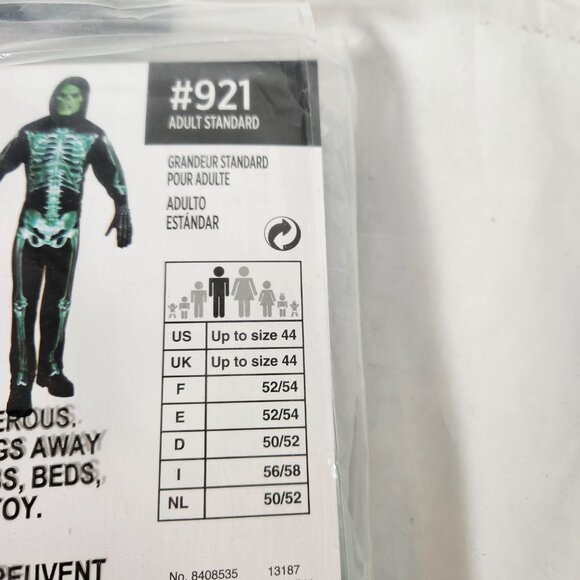 Skeleton Halloween Costume Men Adult Size Glows in the Dark NEW - Picture 6 of 8